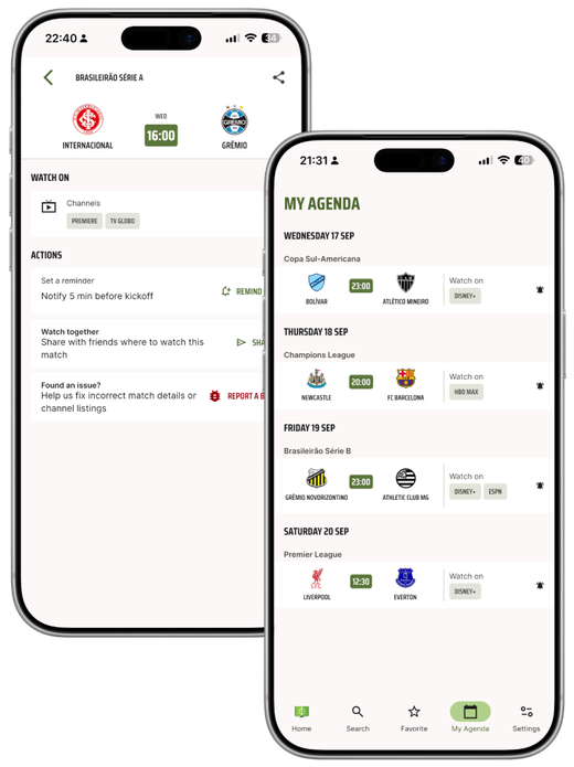 CardápioFC app screens