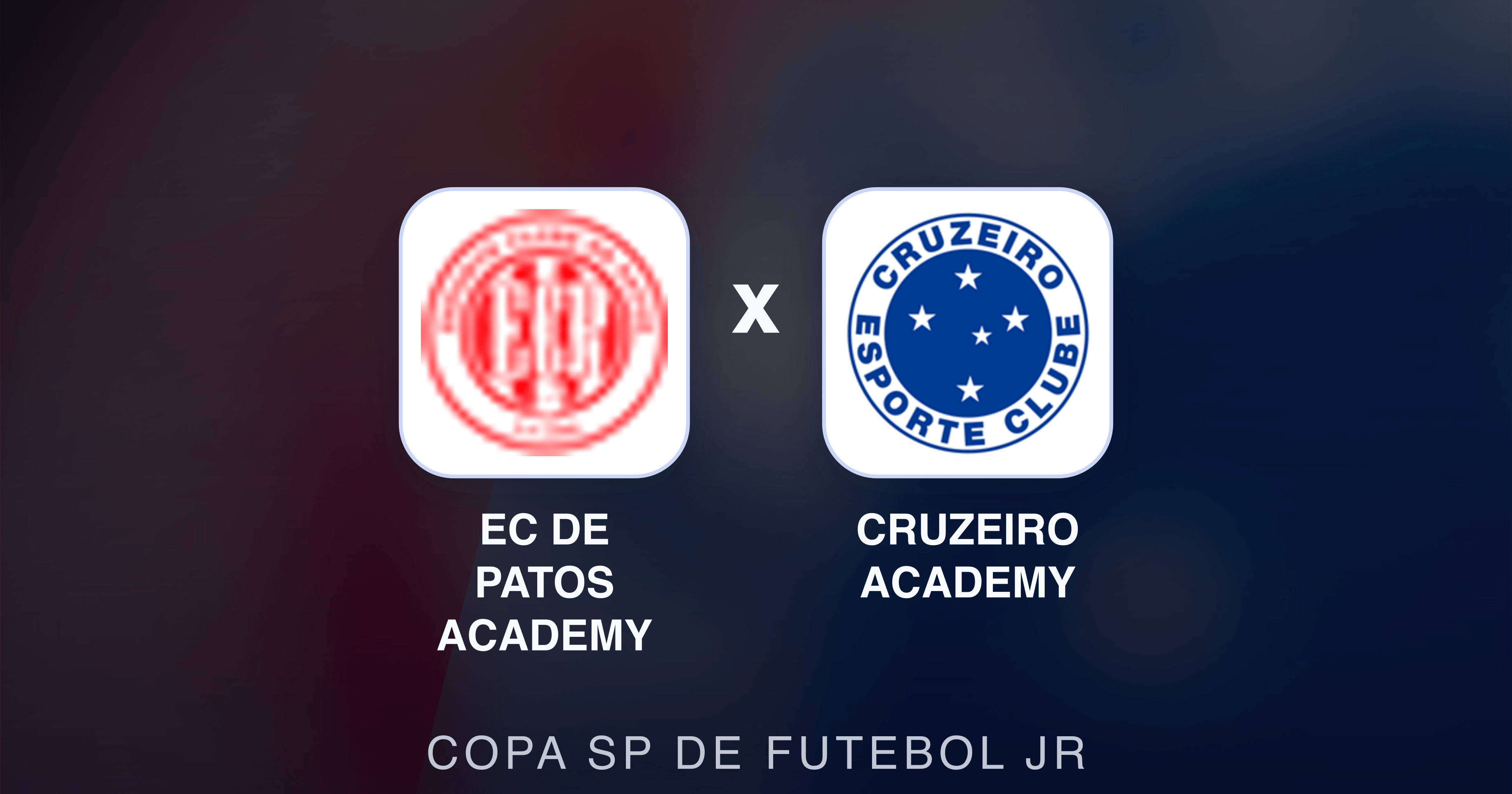 Prévia da transmissão de EC de Patos Academy x Cruzeiro Academy (Copa SP de Futebol JR)
