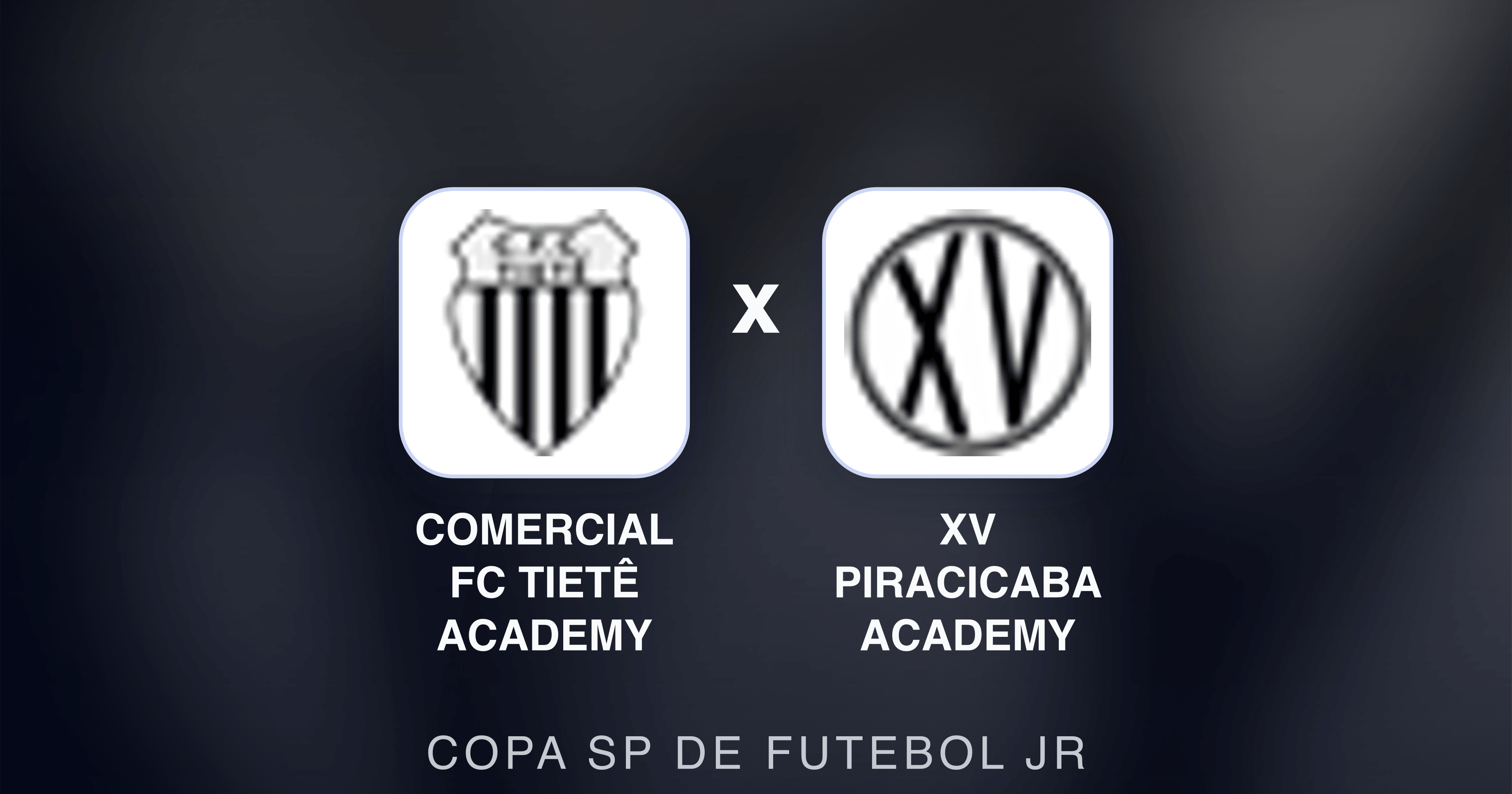 Prévia da transmissão de Comercial FC Tietê Academy x XV Piracicaba Academy (Copa SP de Futebol JR)