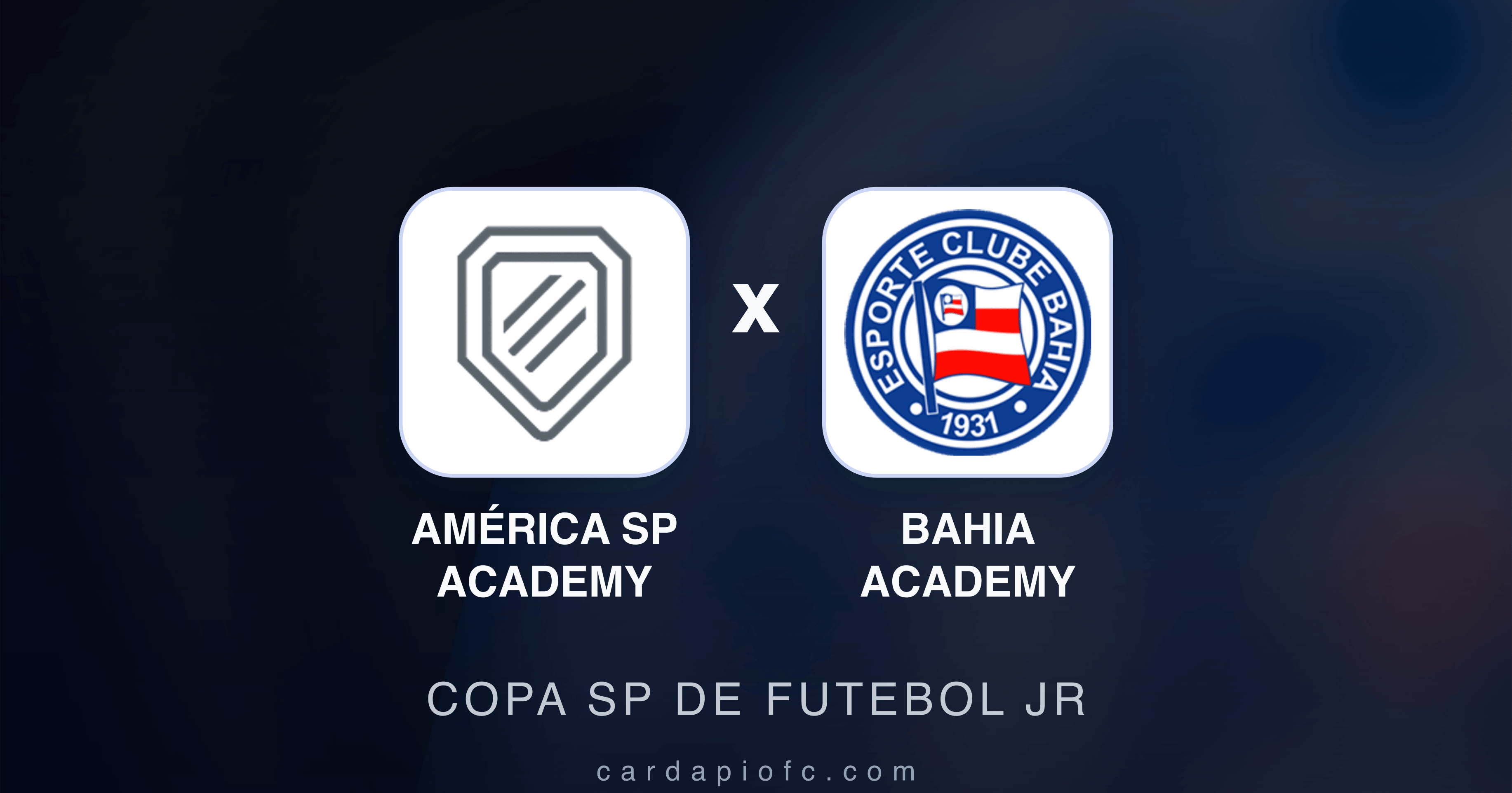 Prévia da transmissão de América SP Academy x Bahia Academy (Copa SP de Futebol JR)
