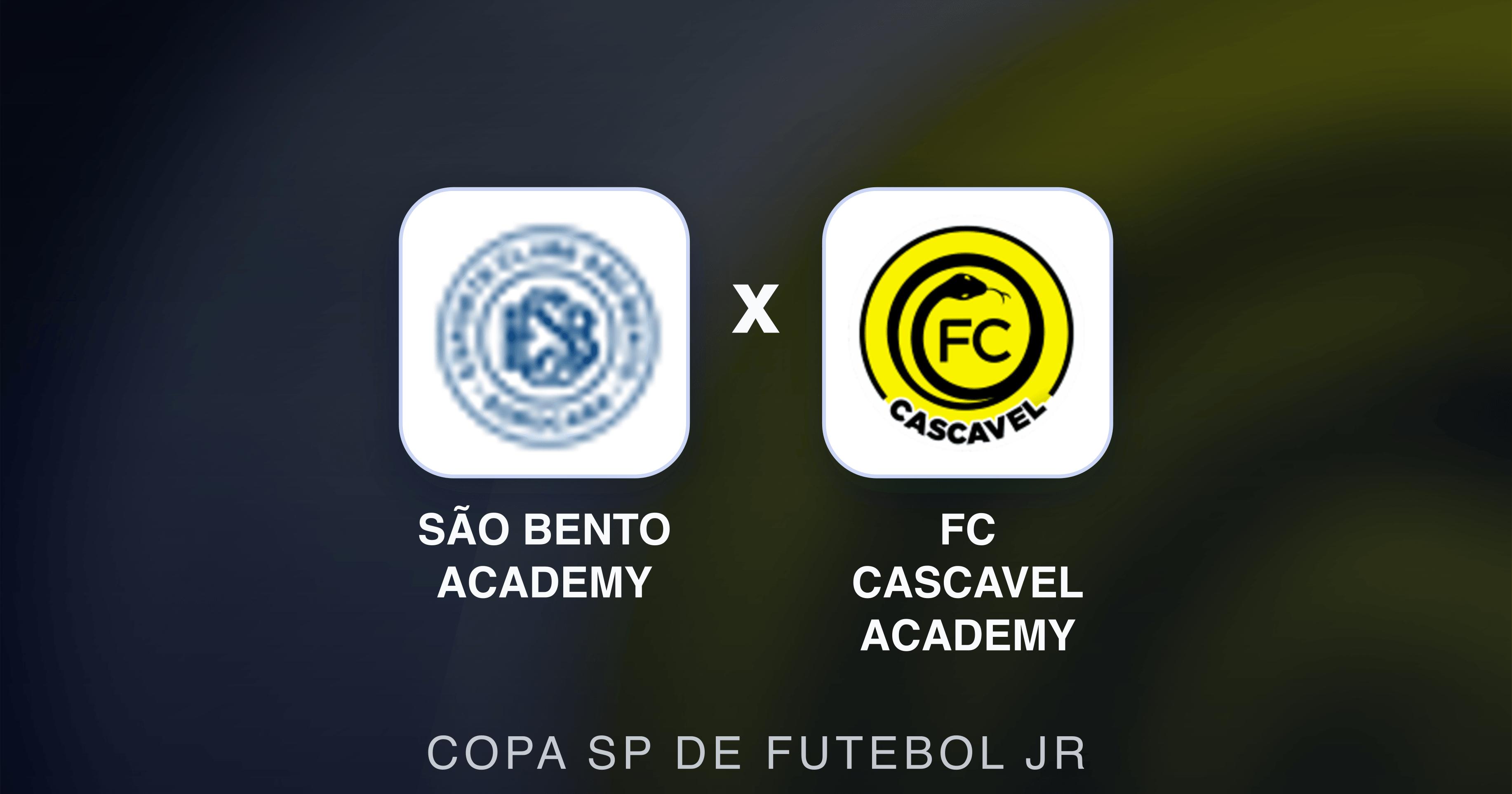 Prévia da transmissão de São Bento Academy x FC Cascavel Academy (Copa SP de Futebol JR)