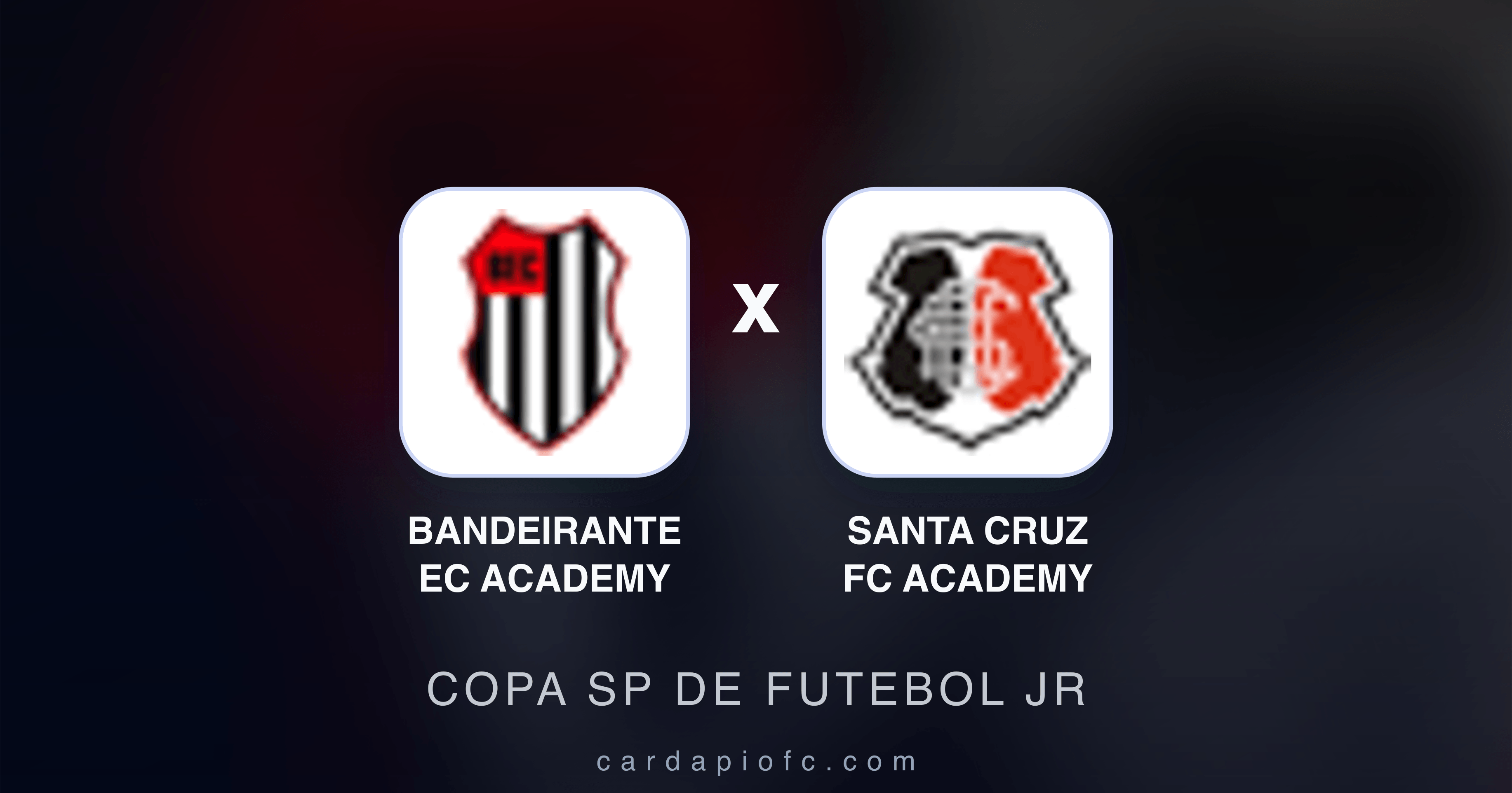 Prévia da transmissão de Bandeirante EC Academy x Santa Cruz FC Academy (Copa SP de Futebol JR)