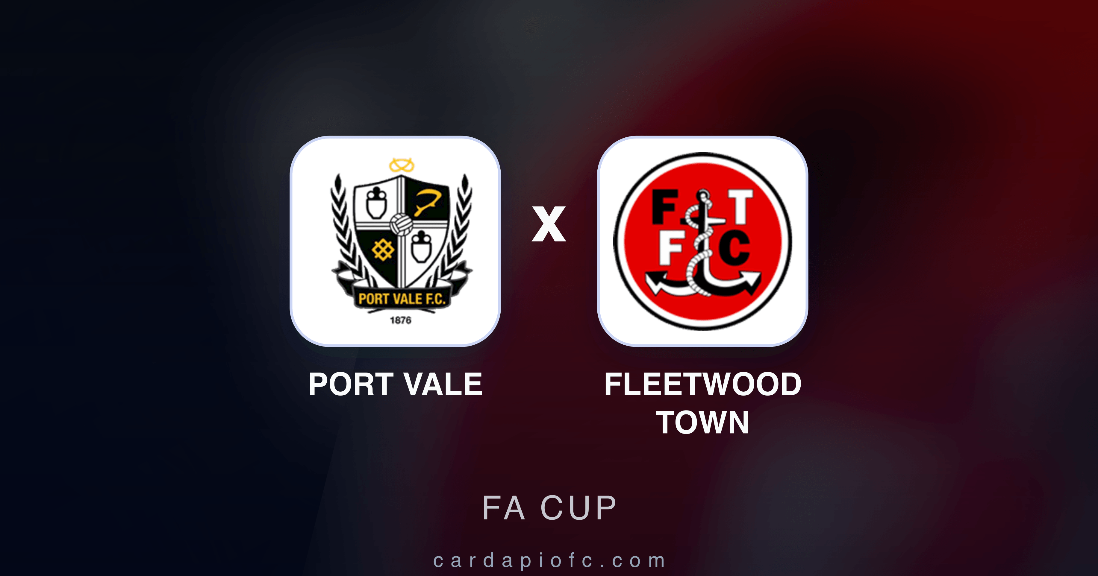 Prévia da transmissão de Port Vale x Fleetwood Town (FA Cup)
