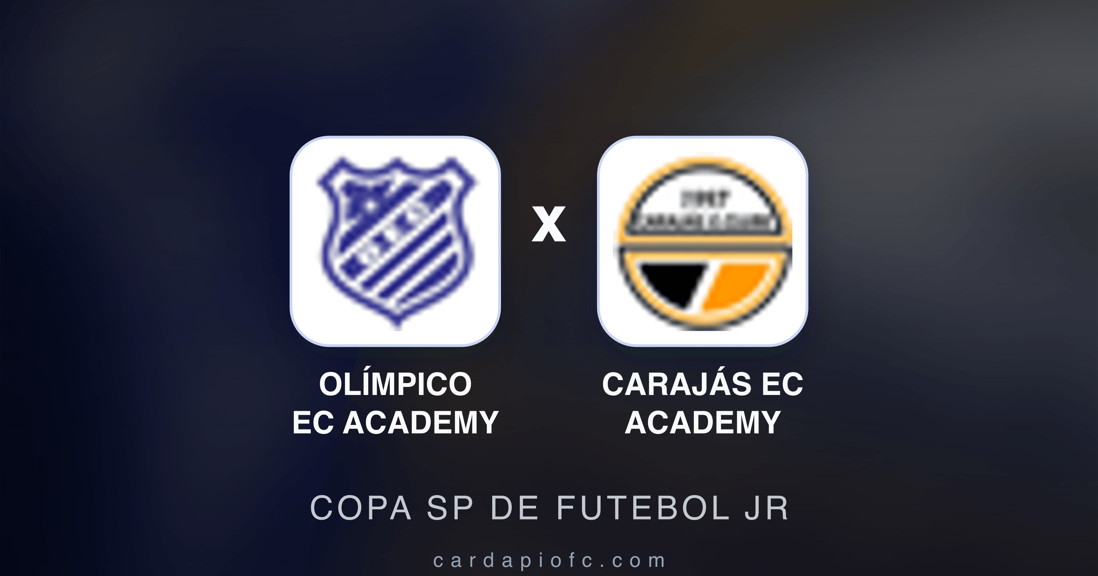Prévia da transmissão de Olímpico EC Academy x Carajás EC Academy (Copa SP de Futebol JR)