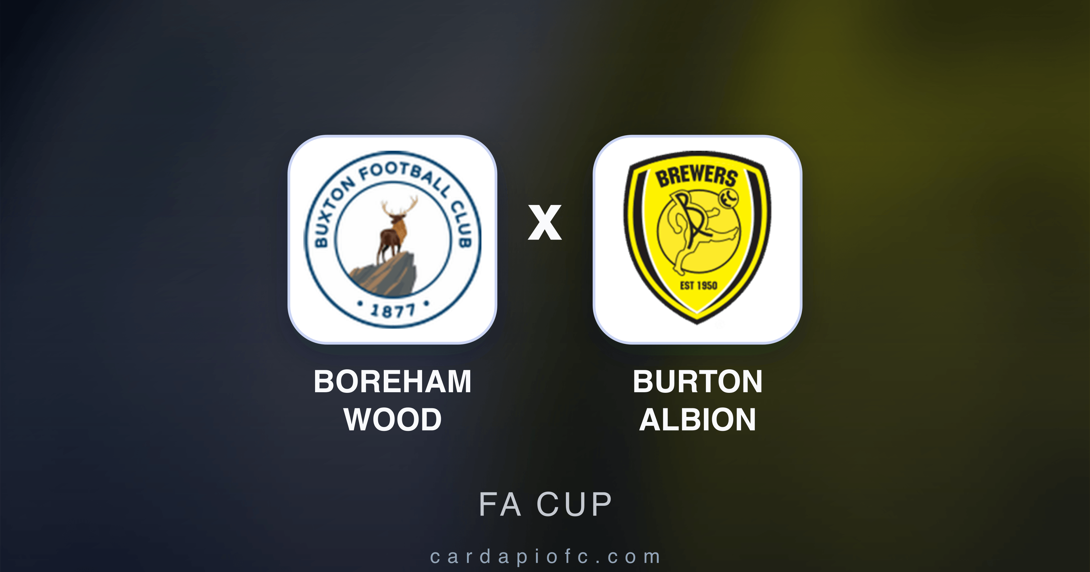 Prévia da transmissão de Boreham Wood x Burton Albion (FA Cup)