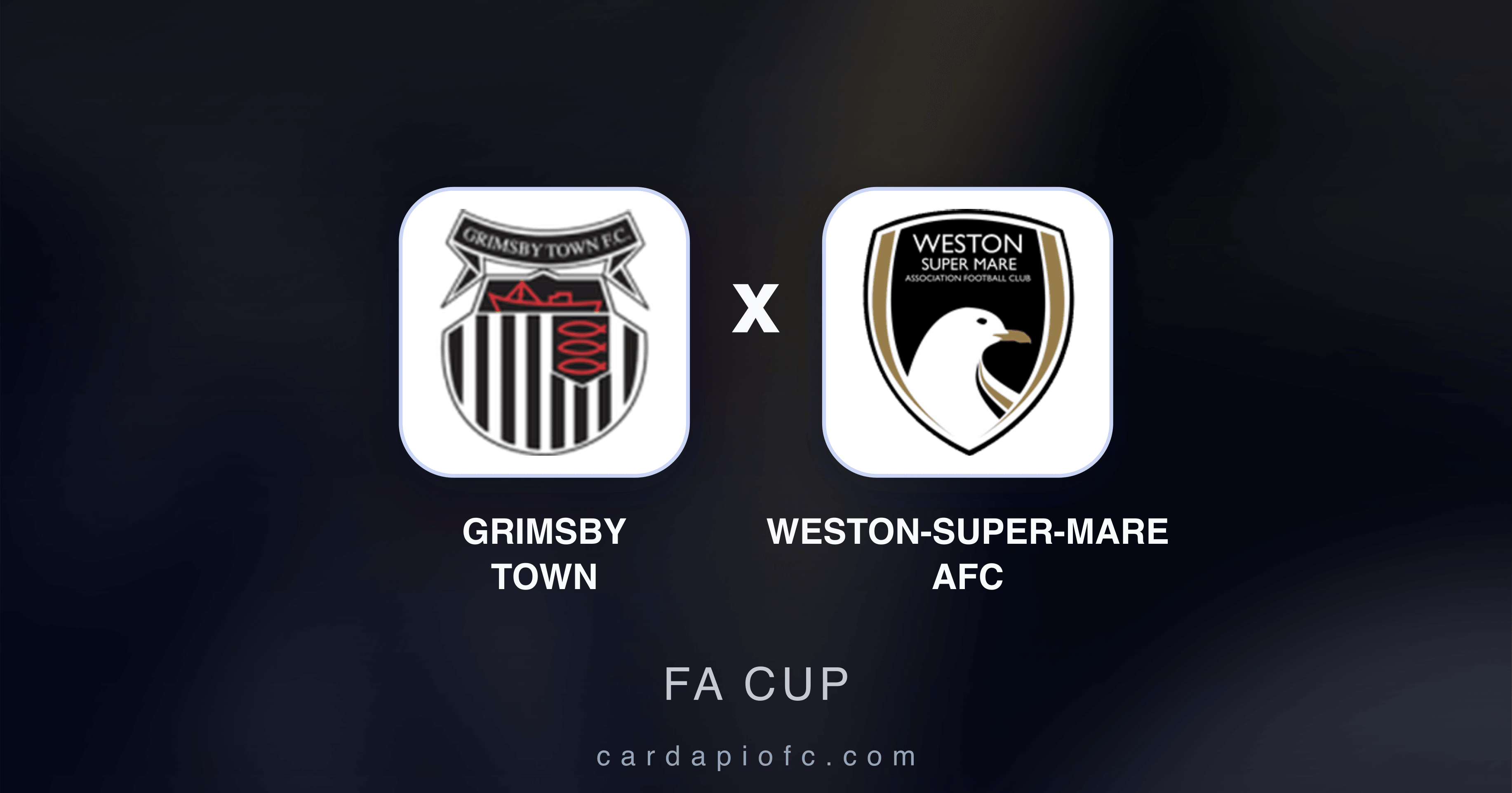 Prévia da transmissão de Grimsby Town x Weston-super-Mare AFC (FA Cup)