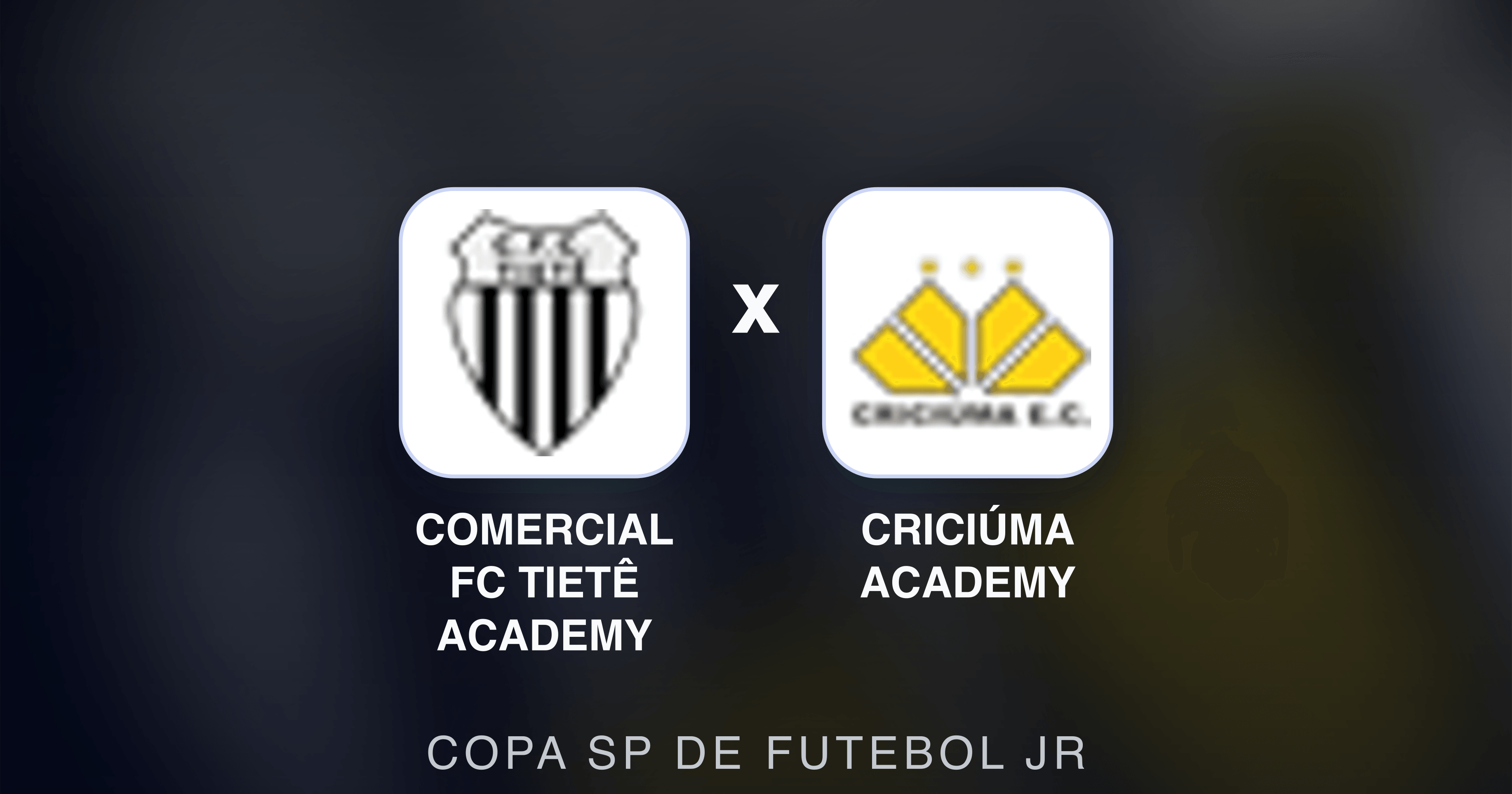 Prévia da transmissão de Comercial FC Tietê Academy x Criciúma Academy (Copa SP de Futebol JR)