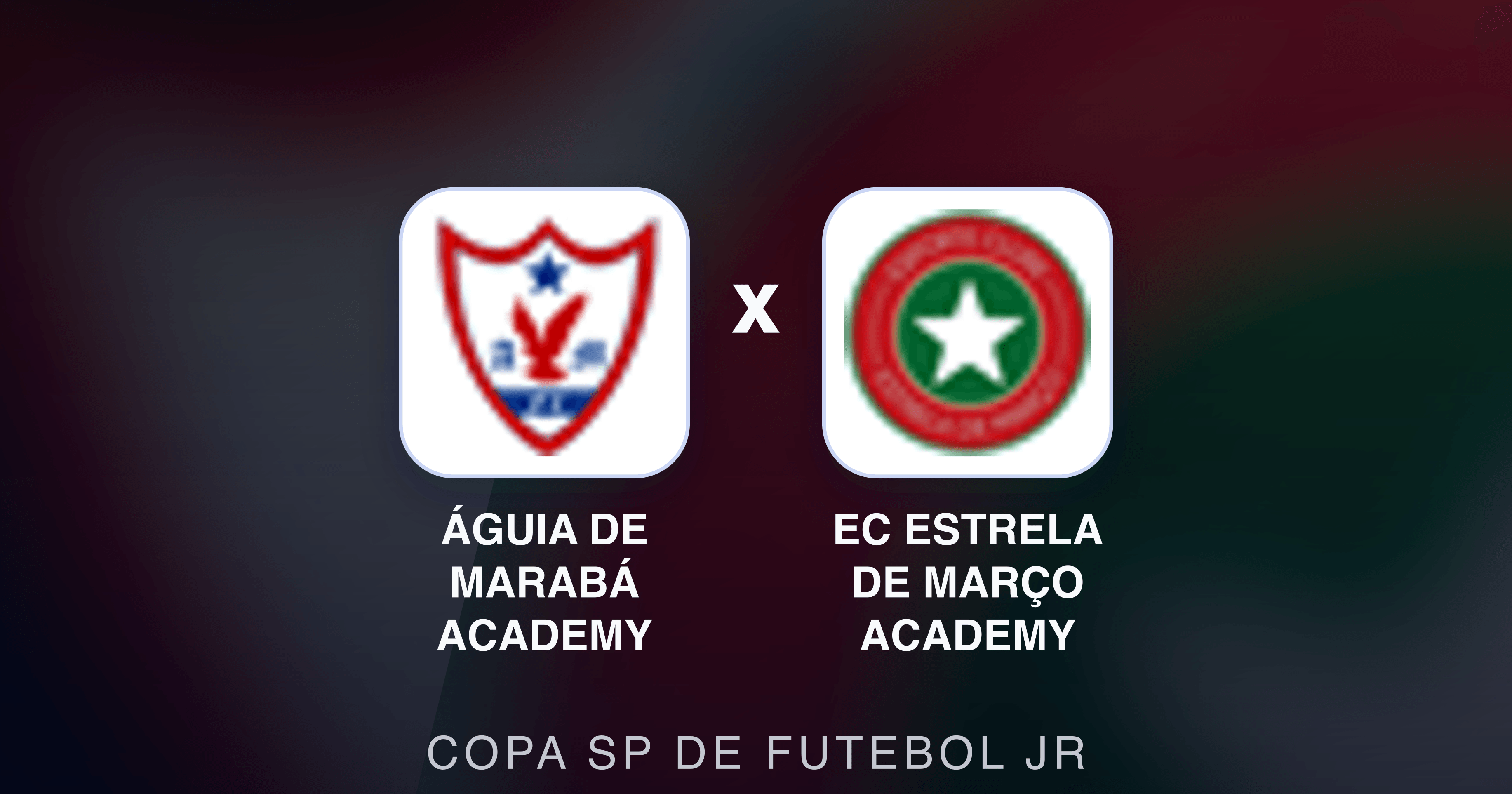 Prévia da transmissão de Águia de Marabá Academy x EC Estrela De Março Academy (Copa SP de Futebol JR)