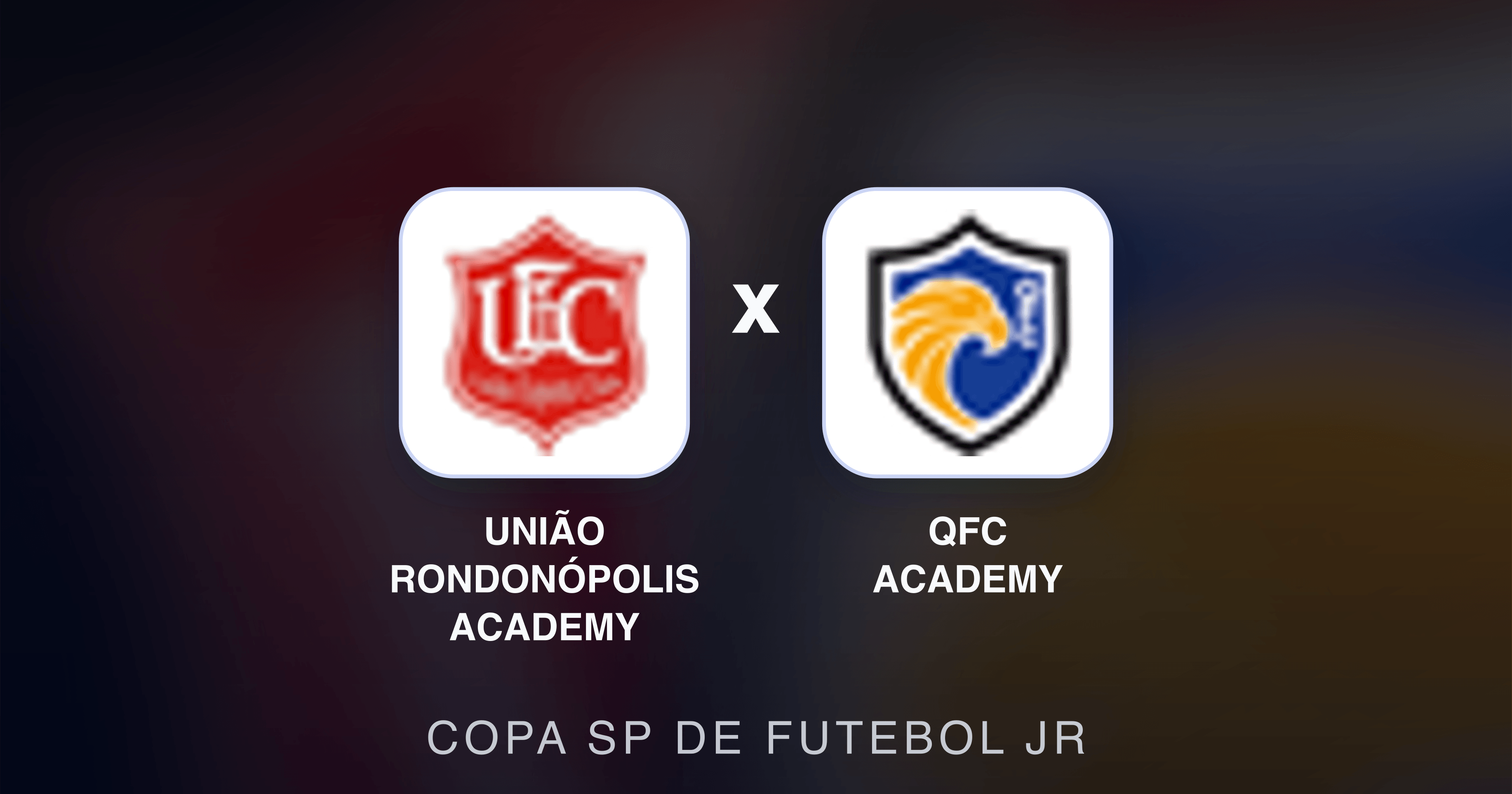 Prévia da transmissão de União Rondonópolis Academy x QFC Academy (Copa SP de Futebol JR)