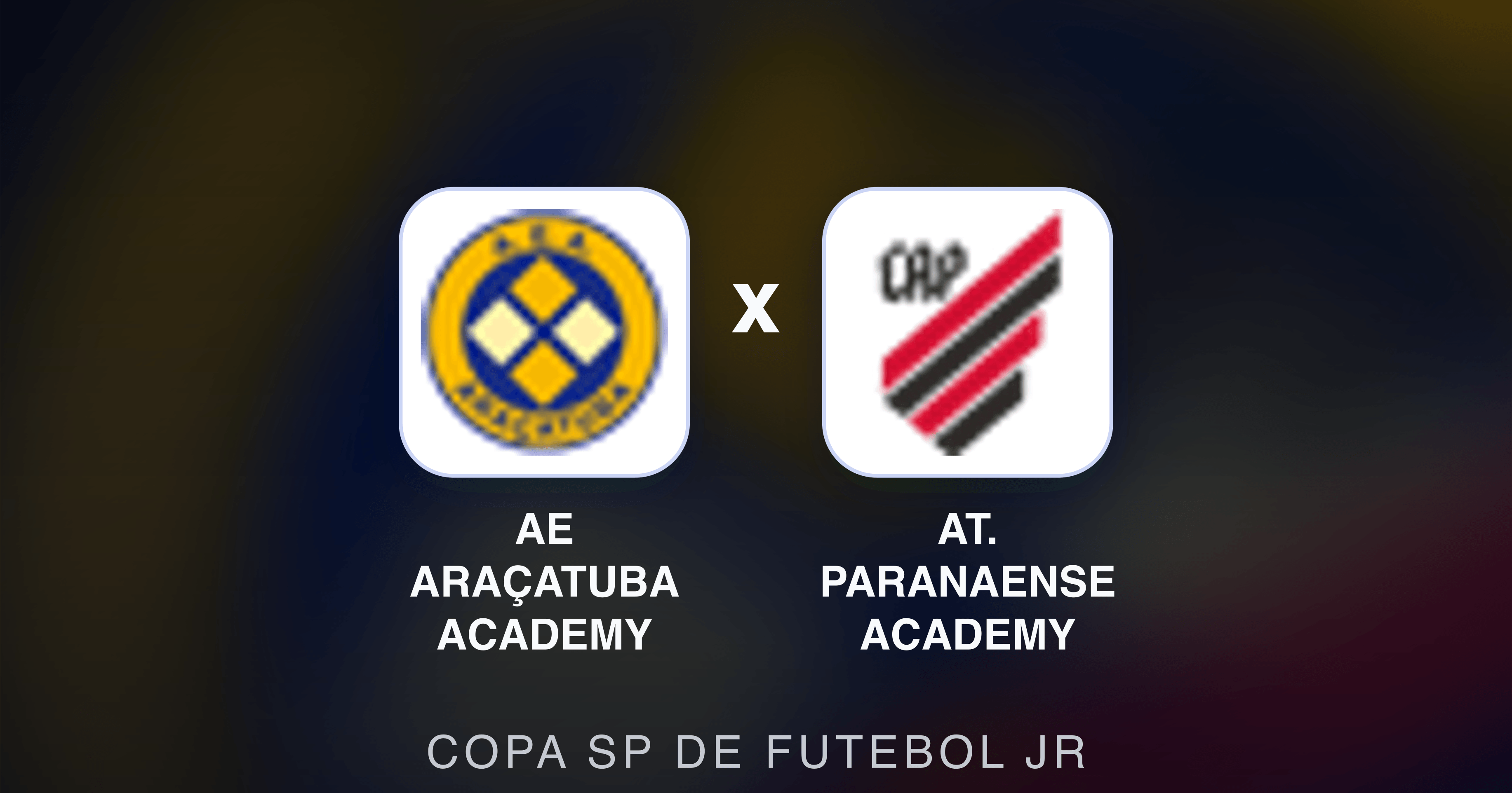 Prévia da transmissão de AE Araçatuba Academy x At. Paranaense Academy (Copa SP de Futebol JR)
