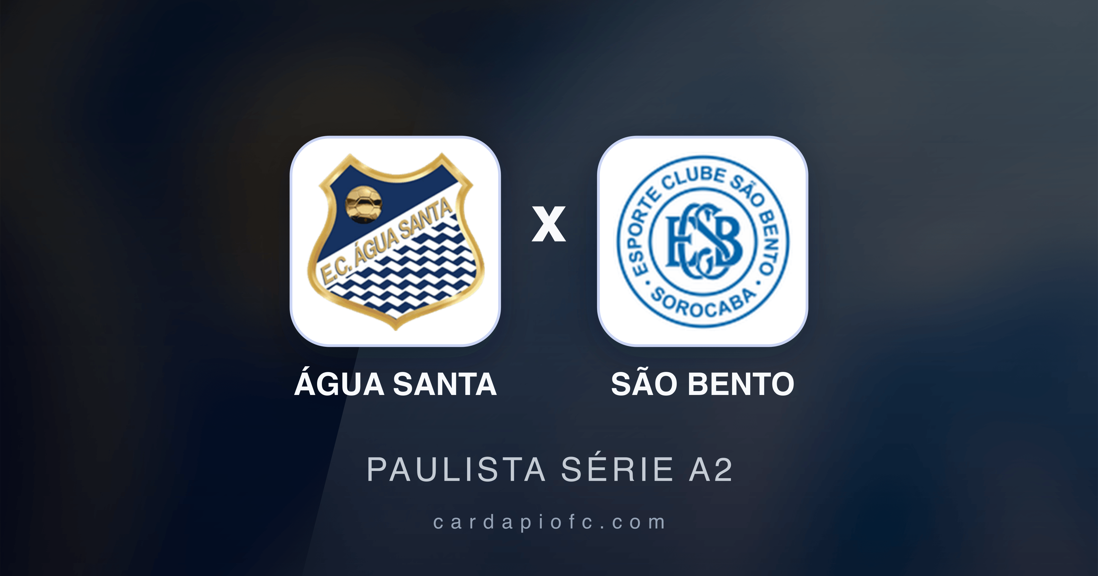 Prévia da transmissão de Água Santa x São Bento (Paulista Série A2)