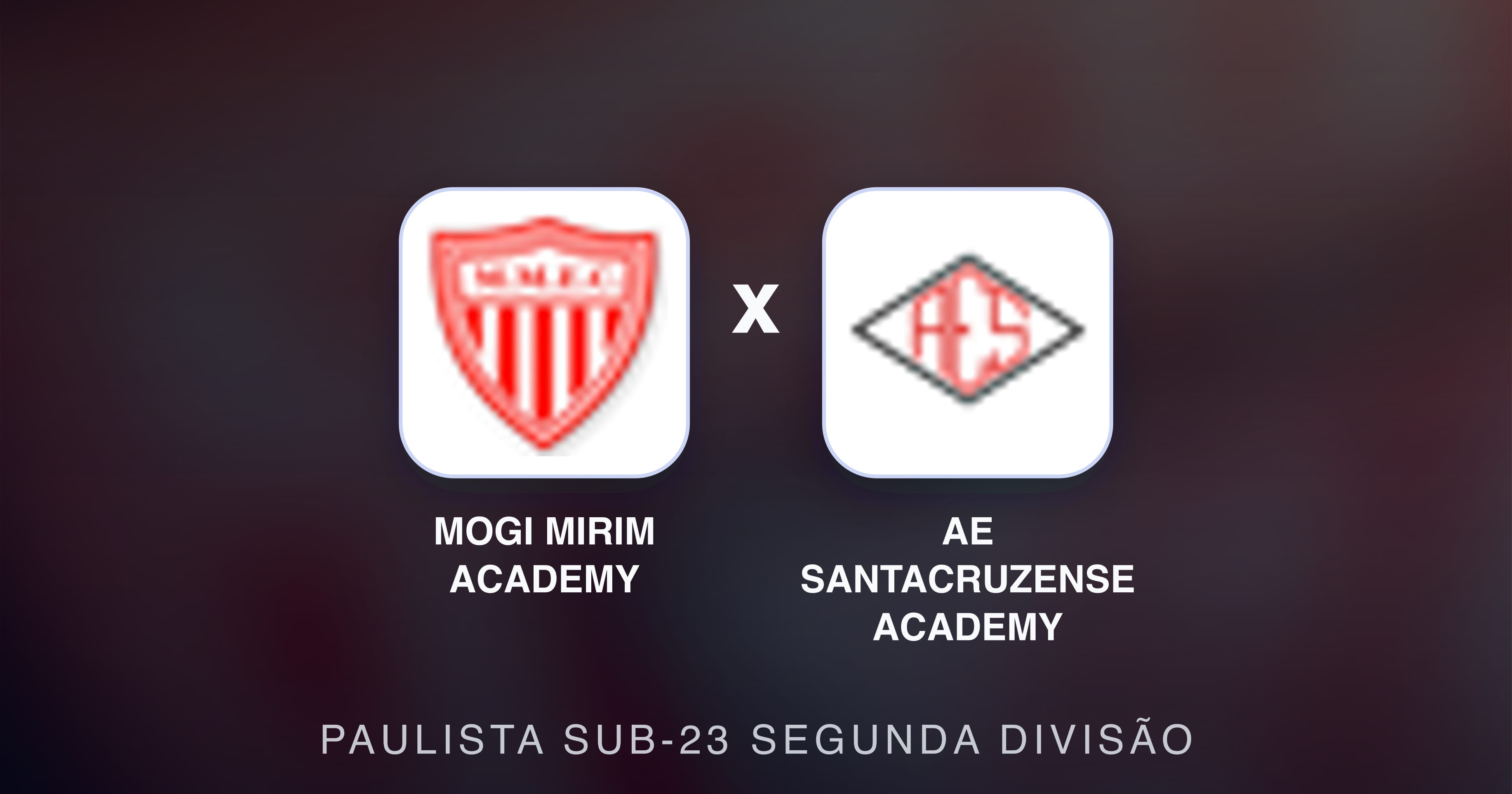 Prévia da transmissão de Mogi Mirim Academy x AE Santacruzense Academy (Paulista Sub-23 Segunda Divisão)