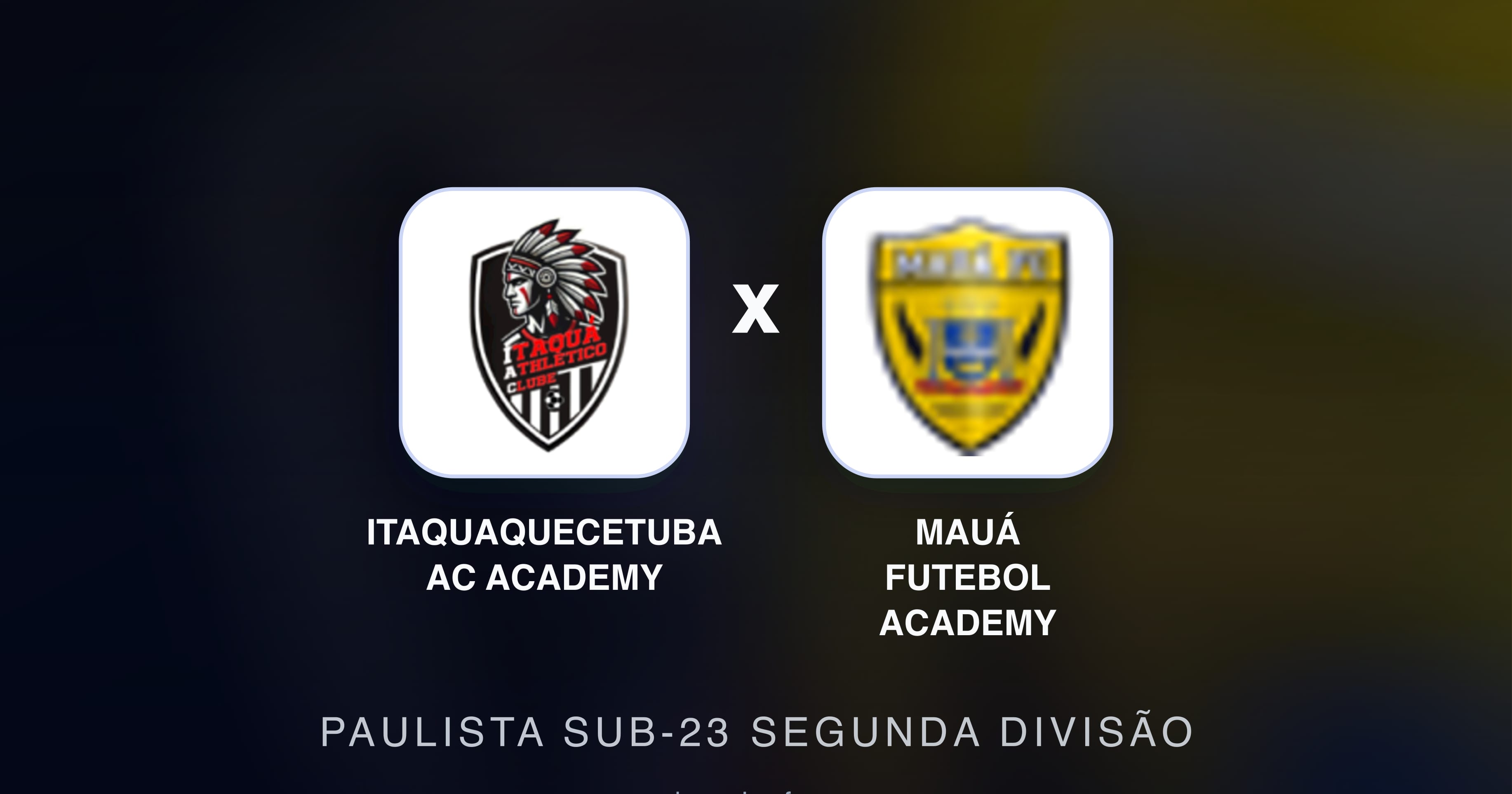 Prévia da transmissão de Itaquaquecetuba AC Academy x Mauá Futebol Academy (Paulista Sub-23 Segunda Divisão)