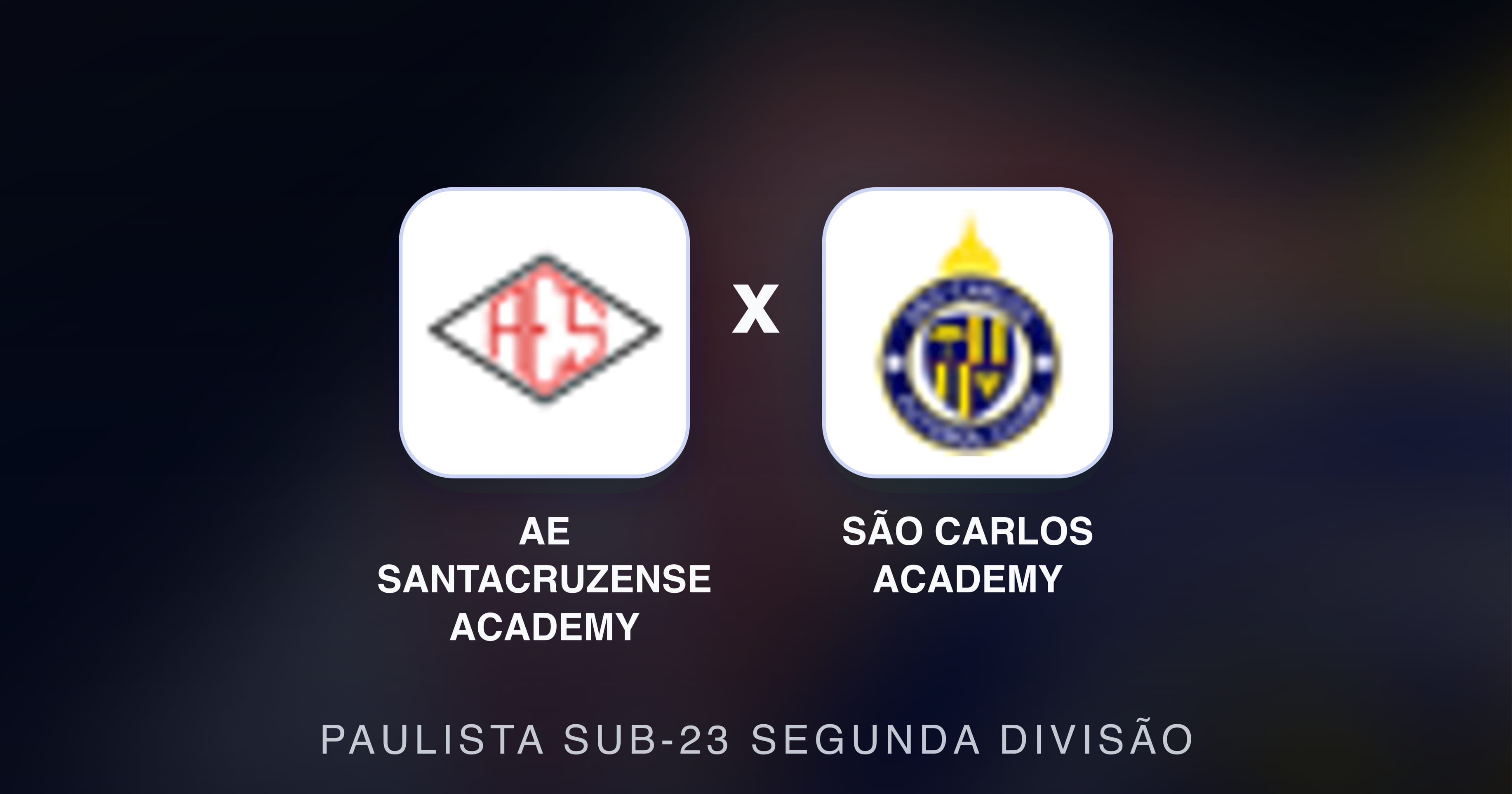 Prévia da transmissão de AE Santacruzense Academy x São Carlos Academy (Paulista Sub-23 Segunda Divisão)